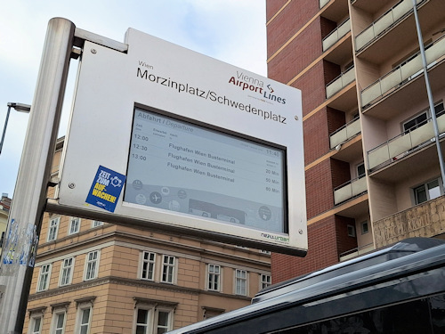 Bus timetable on a screen