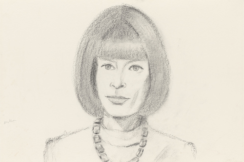 Charcoal portrait of Anna Wintour