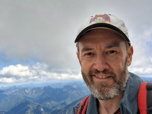 Selfie of a man on a mountain