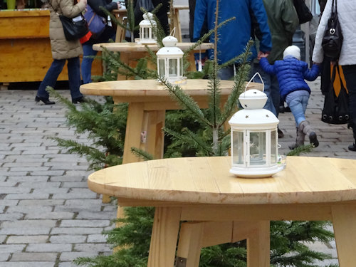 Bar tables at a Christmas market