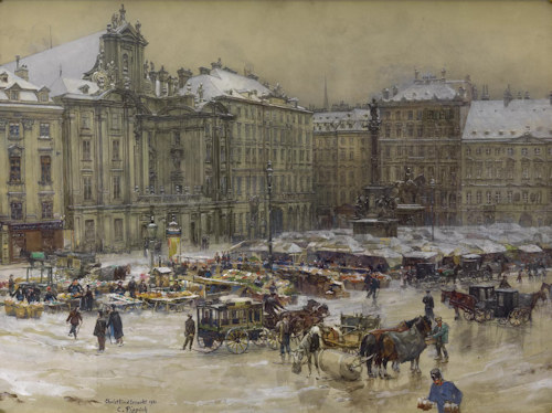 1901 painting of Am Hof Christmas market