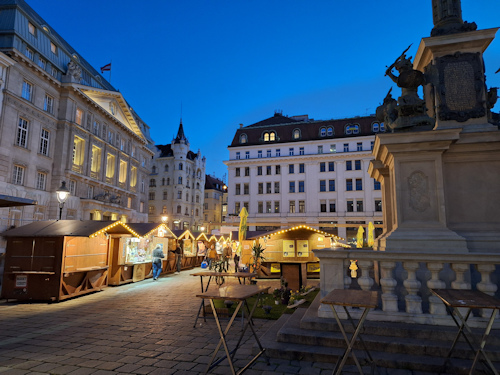 An Easter market at twilight