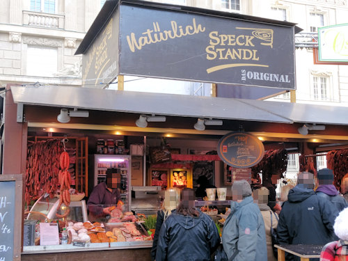 Meat stall at Am Hof Easter market