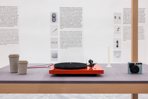 View of design objects in an exhibition