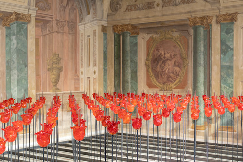 Renate Bertlmann's glass flower installation