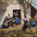 Painting of a farming family in the 1800s