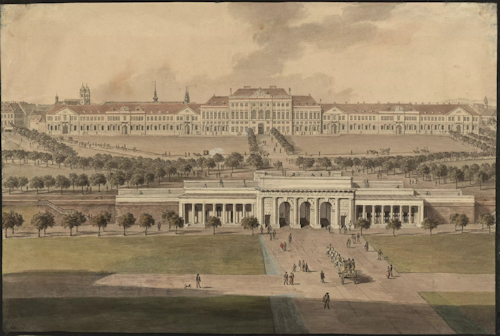 View of the Burgtor and court stables by Jakob Alt courtesy of the Wien Museum