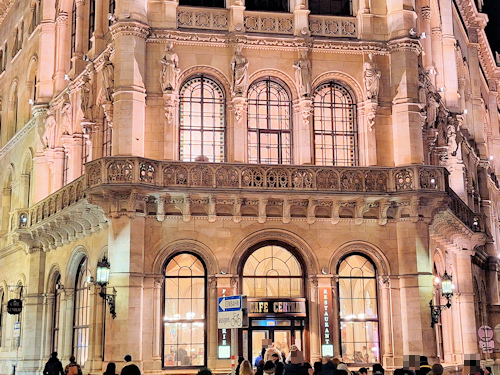 Lighted coffee house in the late evening