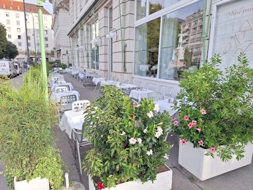 Outside area of a coffee house