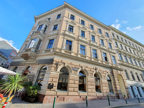 Wide view of a coffee house in Vienna