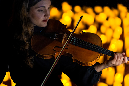 Violinist in candlelight