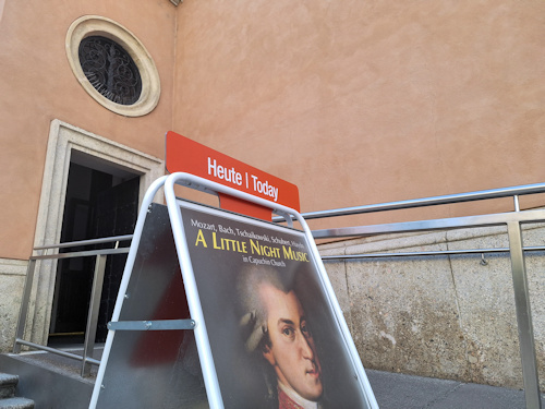 Concert placard in front of a church