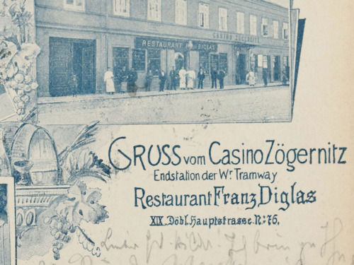 Part of a postcard from c.1900 featuring Casino Zögernitz