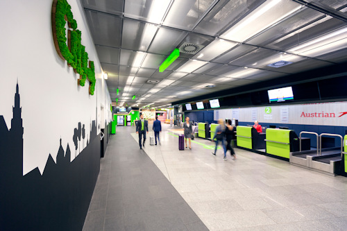 An airport train terminal