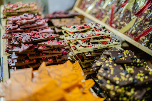 Decorated bars of chocolate