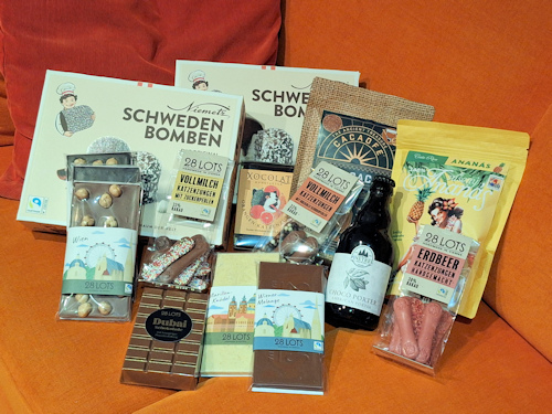 A pile of chocolate products