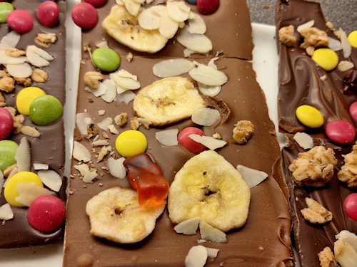 Decorated bar of chocolate