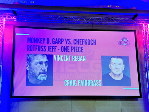 Screen displaying two actors