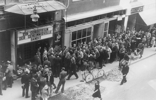 Queue outside a cinema