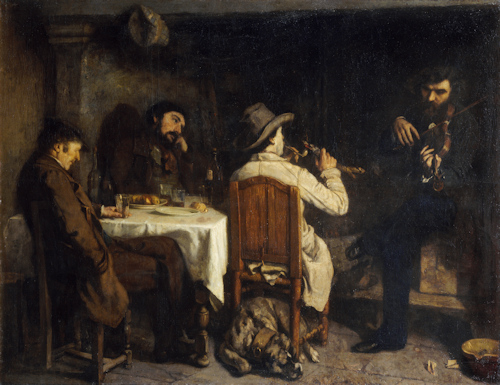 19th century painting of four men at a table