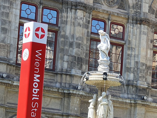 Sign marking a bike rental station