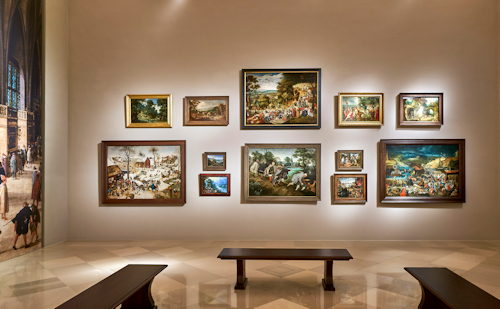 Paintings on a gallery wall