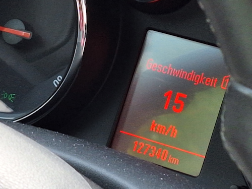 Speedometer on a car dashboard