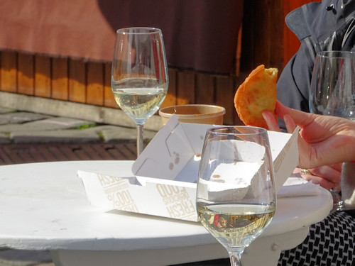 Wine and food at an Easter market