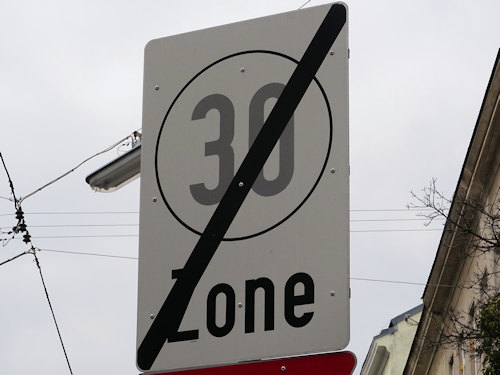 End of 30 km/h speed limit sign