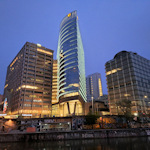 A skyline at twilight