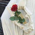 Stone harp on a grave