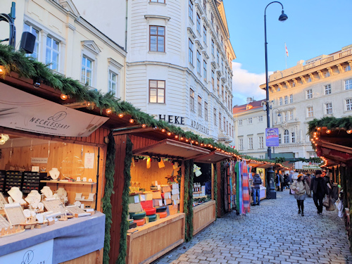 Seasonal December market stalls