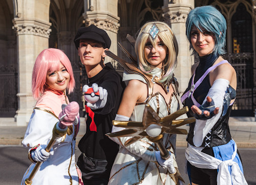 Cosplayers outside the Rathaus