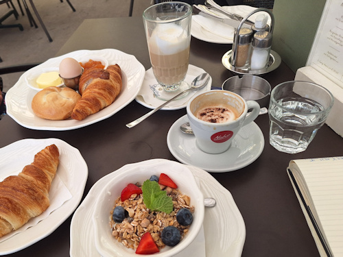 Café breakfast on a table