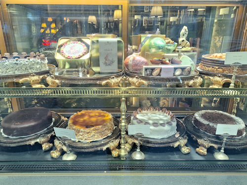 Cake display in a window