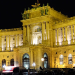 Neue Burg main entrance at night