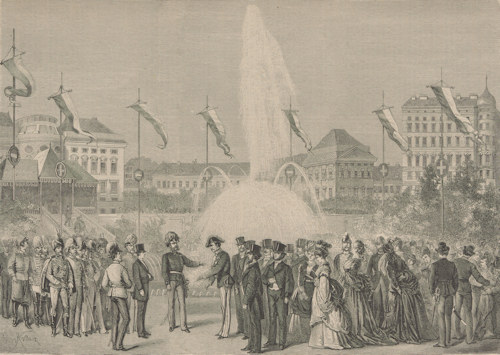 Opening of the Hochstrahlbrunnen fountain in Vienna in 1873