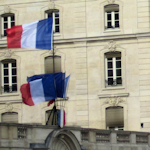 Building with French flags
