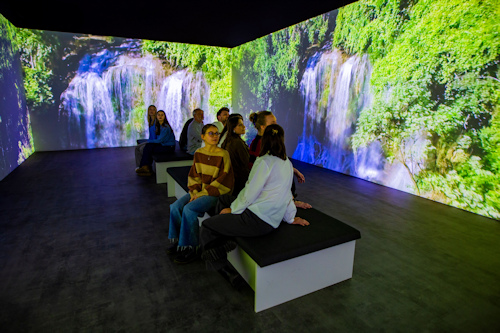 Family enjoying an immersive film