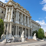 Stone lions and entrance portal