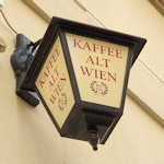 Lamp outside a coffee house