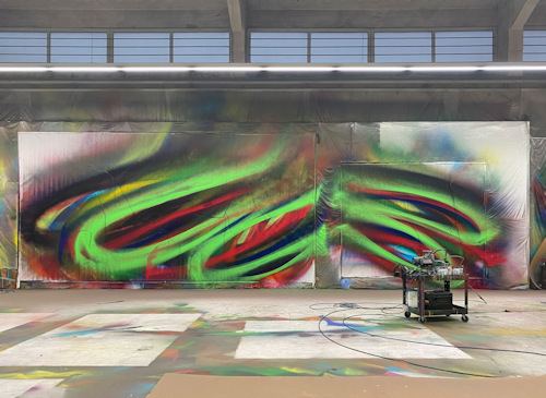 View of Katharina Grosse's studio