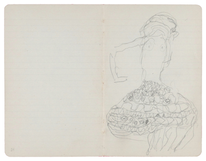 Draft sketch of a woman in a skirt