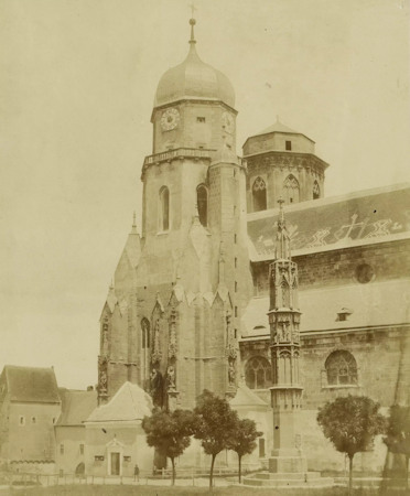 Towers of the Klosterneuburg abbey church sometime in the second half of the 19th century