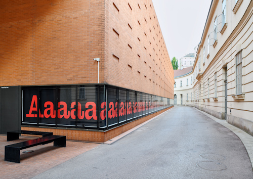 Text installation along a wall