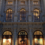 Lighted art museum windows