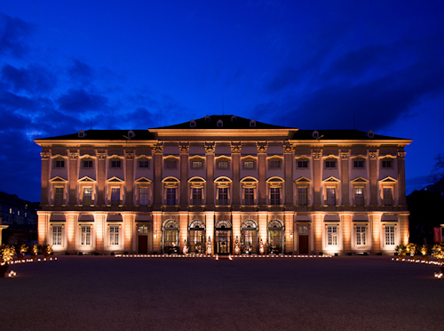 Baroque palace at night