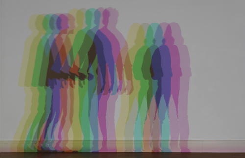 Colour shadows on a wall