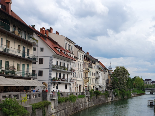 Houses along a riverside