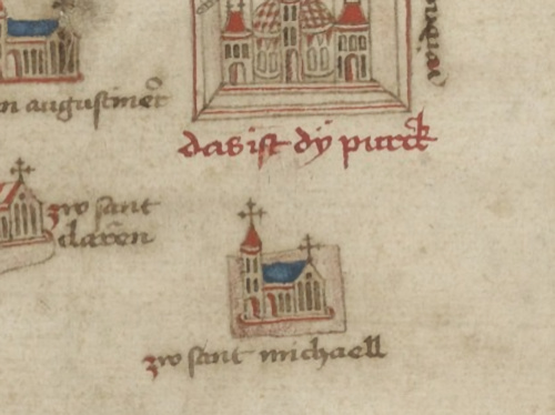 Part of a 15th-century map of Vienna's churches